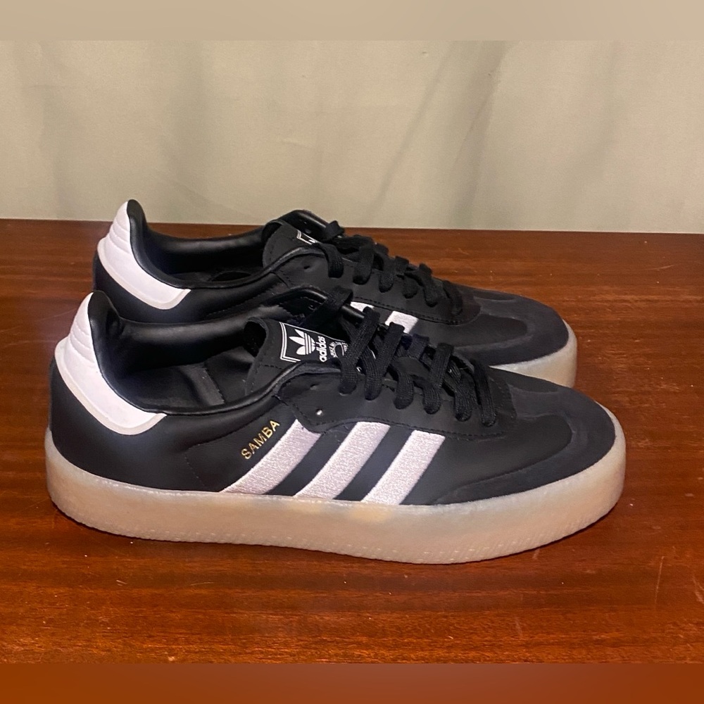 Adidas Originals Sambae (Samba) Leather Suede Gum Core Black/White Shoes Wmns 10
